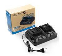 HÖGERT Technik - Doppio caricatore a batteria da 18 V Duo 8 A per utensili elettrici, caricatore rapido con due porte di ricarica, elettronica intelligente, indicatore LED e ventola attiva