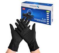 Högert Technik Guanti Monouso in Nitrile Nero WENNE, Senza Polvere, Resistenti ai Prodotti Chimici Tipo B, Protezione da Virus e Batteri, EN ISO 374, 100 Pezzi - Taglia M