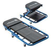 Högert Technik, Banco da Lavoro con Seduta 2 in 1, Sgabello, inclinazione Regolabile, 6 Ruote, Struttura in Acciaio, Imbottitura Senza Danni, Portata 150 kg