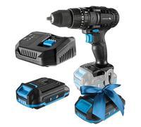 HÖGERT TECHNIK Kit perceuse à percussion sans fil 18V, couple 50 Nm, batterie 2,0 Ah, chargeur 4A, engrenage métallique, éclairage LED, pour béton, bois et métal + PROMO batterie 2,0 Ah