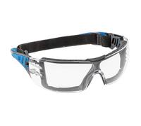 Högert Technik - LOTZEN Occhiali protettivi trasparenti/blu uni/protezione degli occhi, protezione UV - occhiali di protezione antigraffio per industria e commerciale/elastico/costruzione leggera e