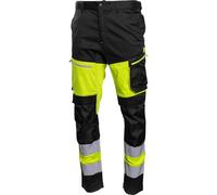 Högert Technik - Pantalone Alta visibilità Greg, Giallo, Pantalone da Uomo con Stampe Riflettenti segmentate, Tasche per Ginocchiere, Waist System, EN ISO 20471 Classe 1, 240 g/m², 3XL