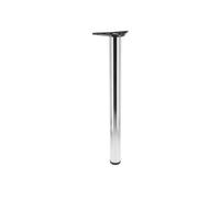 Högert Technik Piedino per mobili G6 - Ø 60 mm, H = 820 mm, acciaio spazzolato, gamba rotonda con regolazione in altezza di 20 mm, piastra di montaggio da 127 mm, stabile per tavolo consolle scrivania