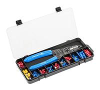 Högert Technik - Pinza crimpatrice 0,5 - 6 mm2 per capicorda con spelafili + connettore, 86 pezzi | in acciaio al carbonio