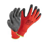 Högert Technik RODER Guanti protettivi rivestiti in lattice rosso/nero, taglia 9, elevata resistenza all'abrasione, presa flessibile, ideali per lavori di montaggio e manutenzione precisi