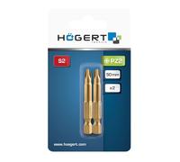 HÖGERT Technik - Set di 2 punte per avvitamento PZ2 da 50 mm, in acciaio S2, rivestimento TiN, profilo sottile, antiscivolo, attacco esagonale da 1/4", DIN 3126, per avvitatore senza fili e senza fili