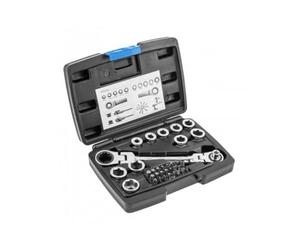 Högert Technik - Set di attrezzi - Chiave a cricchetto con giunto e chiave a bussola - Set di chiavi a cricchetto esagonali, adattatore per punte di cacciavite, punte per cacciavite - 36 pezzi
