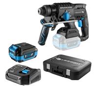 HÖGERT TECHNIK Set di martello perforatore a batteria senza spazzole, 18 V, 2,0 J, funzione scalpello, batteria 4,0 Ah, caricatore 4 A, ingranaggi metallici, LED, per calcestruzzo e metallo