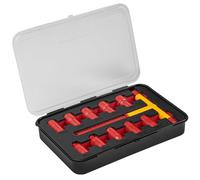 Högert Technik - Set di prese isolate con chiave a T tipo 1000 V, 11 pezzi | Certificato VDE fino a 1000 Volt | 10 chiavi a bussola isolate da 1 a 3/8" e 1 chiave a T con manico