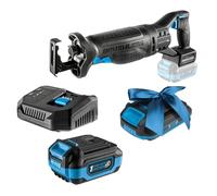 HÖGERT TECHNIK Set di sega a sciabola a batteria, 18 V, senza spazzole, con batteria da 4 Ah e caricatore rapido, 0 - 3000 giri/min, 28 mm, ingranaggio in metallo, impugnatura anti-vibrazione +