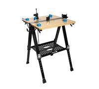 HÖGERT TECHNIK Tavolo da officina pieghevole, 700 x 650 x 915 mm, con piastra in bambù, regolazione in altezza a 5 livelli, capacità di carico 450 kg, fori, raccordi e morsetti di serraggio