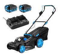 HÖGERT TECHNIK - Tosaerba a batteria 43cm 2x18V, senza spazzole, con 2x batterie 4,0Ah, caricabatterie DUO e cesto, per prati piccoli e medi