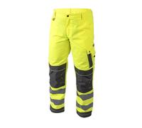 Högert Technik WERSE L - Pantaloni da Lavoro da Uomo, con Strisce Riflettenti, Rinforzo Oxford, Tasche per Ginocchia, 7 Tasche, Standard EN ISO, Costruzione, Strada, Industria, Giallo., L