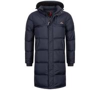 Höhenhorn Bannalp Giacca invernale da uomo in piuma, giacca puffer lunga, foderata, con certificazione RDS, piume e piumino con cappuccio rimovibile, Blu scuro, M