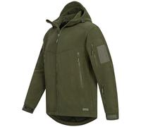 Höhenhorn Biferten - Giacca da uomo in pile militare, antivento e impermeabile con cappuccio, per attività all'aperto, Verde, L