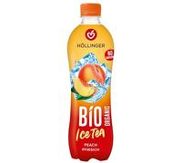 HÖLLINGER Bio Ice Tea alla Pesca, Bevanda Frizzante Biologica Senza Caffeina, 500ml, con 30% di Zucchero in Meno, Bottiglia in Plastica PETE