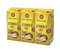 Höllinger Mela Vitamina C e D3, 3 x 200 ml, bevanda alla mela non filtrata, senza zuccheri aggiunti, vegan