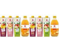 Höllinger Set Bio, Pesca, Mango e Mela Selvatica 3 x 1000 ml, più Shot Immun+ Zenzero Acerola 330 ml, da agricoltura biologica, vegan (Confezione da 2)