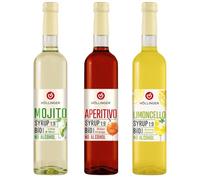 HÖLLINGER Set Sciroppi Biologici, 3 Bottiglie da 500ml, Mojito Lime & Menta, Aperitivo Bitter Orange, Limoncello Sunny Lemon, Senza Alcool, Rapporto 1:9