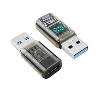 Hoembpn Adattatore da USB C a USB A 3.2 10 Gbps con display digitale tensione/corrente/alimentazione tipo C femmina a USB maschio, convertitore caricabatteria da auto compatibile con MacBook/Samsung