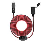 Hoembpn Cavo di prolunga per presa accendisigari auto, 4 m, 17 AWG, con interruttore on/off, 12 V/24 V, impermeabile, resistente, cavo di prolunga per caricabatterie con LED e fusibile da 15 A