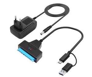 Hoembpn Cavo SATA a USB 3.0 Adattatore SSD/HDD 2.5"/3.5" Unità Hard Disk Esterni e Interni Convertitore 5Gbps con 12V/2A Adattatore di Alimentazione Compatibile con Windows, Mac e Linux