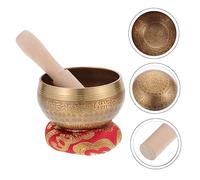 Hoement 1 set Ciotola Canto Buddista Rame per Meditazione con Bastoncino e Cuscinetto Perfetta per Relax e Creatività Unici per Profonda Meditazione e Colore Casuale Colore Casuale