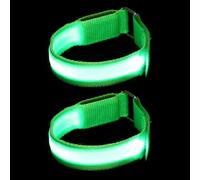 Hoement 2 Pezzi Bracciali LED Luminosi, Braccialetti Fluorescenti, Nylon, Luce Verde, Batteria a Bottone Inclusa, Riutilizzabili, per Corsa Notturna All'aperto