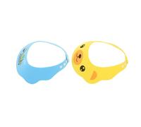 Hoement 2 Pezzi Cappello Shampoo per Visiera Protettiva Regolabile Fascia Lavaggio Morbida per Ragazzo Ragazza e Set con Fantasie Cartoon Cagnolino Giallo Escavatore Blu