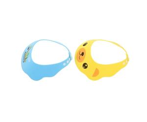 Hoement 2 Pezzi Cappello Shampoo per Visiera Protettiva Regolabile Fascia Lavaggio Morbida per Ragazzo Ragazza e Set con Fantasie Cartoon Cagnolino Giallo Escavatore Blu
