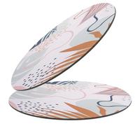 Hoement 2 Pezzi Tappetino Mouse Rotondo in Gomma e Spandex Antiscivolo | Superficie Liscia e Lavabile, Aderisce Bene alla Scrivania, Stile Fresco Motivo Elegante per Casa e Dormitorio