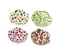 Hoement 4 pezzi Coperture Elastico per Ciotole in Poliestere Resistente Riutilizzabili e Sicure per Microonde con Motivi Frutta Colorati per Cucina e Tavola