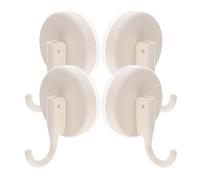 Hoement 4 Pezzi Ganci a Ventosa Resistenti per Bagno e Cucina, Ganci in Plastica Bianca senza Segni, Design Salvaspazio per Asciugamani e Utensili nella Doccia e Sul Vetro