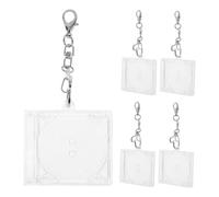 Hoement 5 Pezzi Portachiavi Mini Cd Trasparente con Ciondolo Forma Cuore Custodie Dvd Vuote per Collezione Musicale Accessori Personalizzati per Zaino e Decorazioni Fai da Te