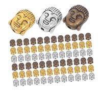 Hoement 60 Pezzi Buddha Head Beads Double Sided Alloy Spacer Beads Holes For Diy Jewelry Bracelets Necklaces Keychains Crafting