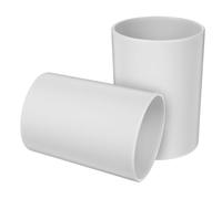 Hoement Bicchieri Porta Spazzolino da Denti e Tazza per Collutorio in Plastica Resistente, Set da 2 Pezzi Grigio, Tazze Lavaggio Bocca Impilabili per Bagno, Ufficio e Viaggio