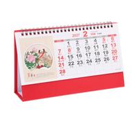 Hoement Calendario da Scrivania 2027 Rosso, Cartaceo, Grande, con Supporto, | Visualizza Calendario Lunare Cinese, Festività Pubbliche Evidenziate, Testo Chiaro