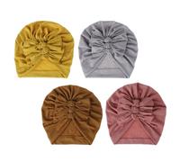 Hoement Cappelli per 4 Pezzi in Cotone Morbido Fiocco, Cappelli Neonata Confortevoli e Skin-Friendly, Stile Unico e Trendy per Uso Quotidiano