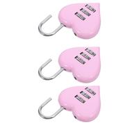 Hoement Lucchetti a Combinazione Forma di Cuore 3 Pezzi in Lega di Zinco Rosa Codice Resettable Portatile per Casa e Viaggio