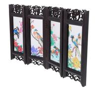 Hoement Mini Paravento Cinese da Scrivania in Stile Tradizionale Decorazione Artistica da Tavolo in Materiale Robusto Divisorio Privacy e Ornamento Collezionabile