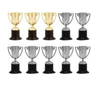 Hoement Mini Trofei in Plastica per 10 Pezzi, Premi Sportivi per Competizioni Scolastiche, Coppe Oro e Argento per Giochi e Concorsi Riutilizzabile