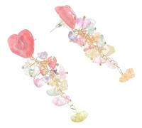 Hoement Orecchini Pendenti a Forma di Cuore Pietre Frammentate e Nappine per Donna, Leggeri in Metallo e Plastica, Eleganti e Facili da Abbinare per Feste e Uso Casual