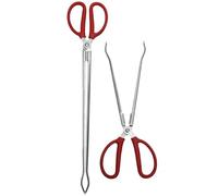Hoement Pinze per Granchi in Acciaio Inossidabile 2 Pezzi Rosso, Apertura Larga, Design Dentato, Presa Salda per Rifiuti e Bottiglie, Uso Domestico e Lungo le Strade