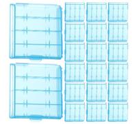 Hoement Porta Batterie Aaa e 7 Batterie in Plastica Blu con Coperchio, Organizer Compatto Salvaspazio per 20 Pezzi, per Casa e Cassette degli Attrezzi