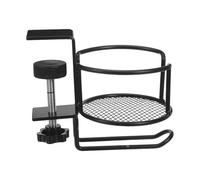 Hoement Porta Bicchiere da Scrivania in Ferro Nero Design Antispill e Gancio Integrato per Cuffie, per Casa e Scuola, Salva Spazio e Previene Fuoriuscite
