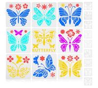 Hoement Set 2 Stencil Farfalle in PVC per Pittura Creativa, Modello Farfalla Riutilizzabile, Sicuro Le Mani, per Decorazioni Festive e Lavori Artigianali