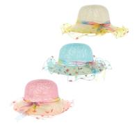 Hoement Set 3 Cappelli da Sole per Bambina in Paglia Intrecciata, Traspiranti e Confortevoli, per Uso Quotidiano e attività All'aperto Durante la Stagione Calda