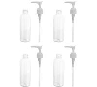 Hoement Set 4 Flaconi da Viaggio 100ml Bianco Pompa Riutilizzabile in Pet e Pp, Contenitori Portatili per Saponi Liquidi e Detergente Viso, per Casa e Hotel