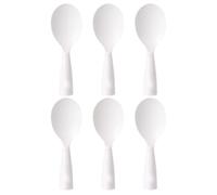 Hoement Set 6 Pezzi Paletta per Riso in Plastica Bianca Non Aderente Supporto da Tavolo, Cucchiaio da Cucina Compatto per Servire e Preparare Riso