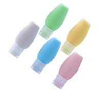 Hoement Set da 5 Contenitori in Silicone Riutilizzabili da 90ml per Cosmetici, Bottiglie Portatili per Crema, Shampoo e Lozione per Viaggi e Spostamenti Colore Casuale